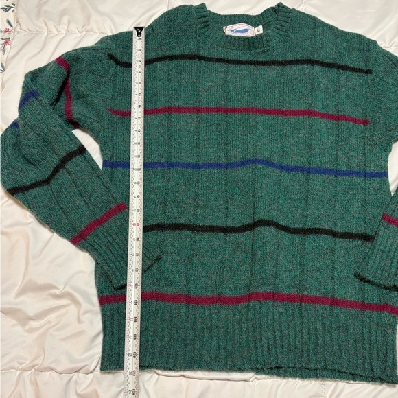 Vintage Bar Harbor Knits Made in USA Maine Sweater Striped Green Wool - Picture 3 of 5